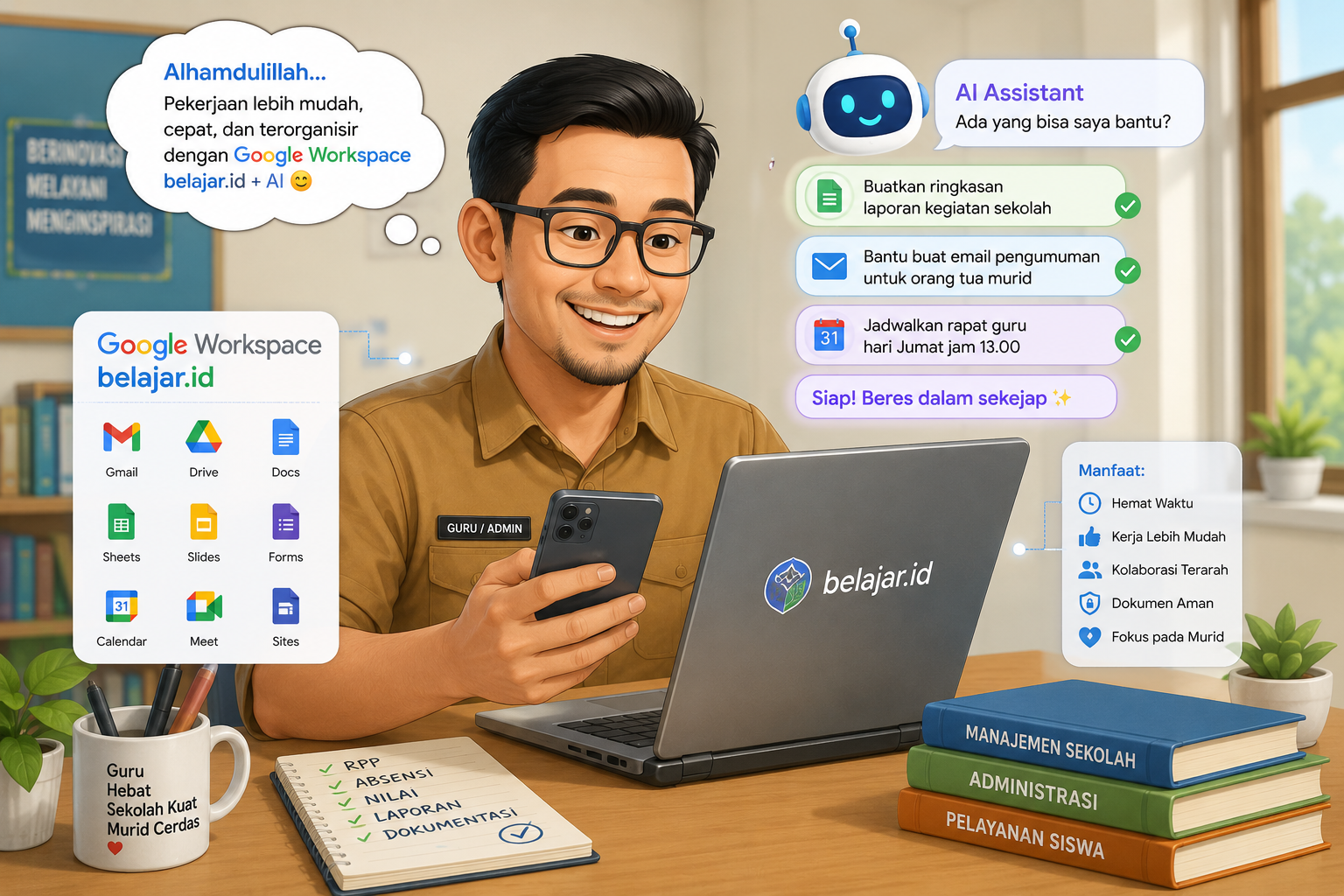 Guru senang terbantu asisten virtual